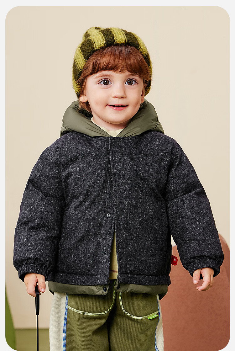 Minibala Boys' Genuine Fleece Hooded Down Jacket Cute Baby Toddler Coat 2025 Winter 4