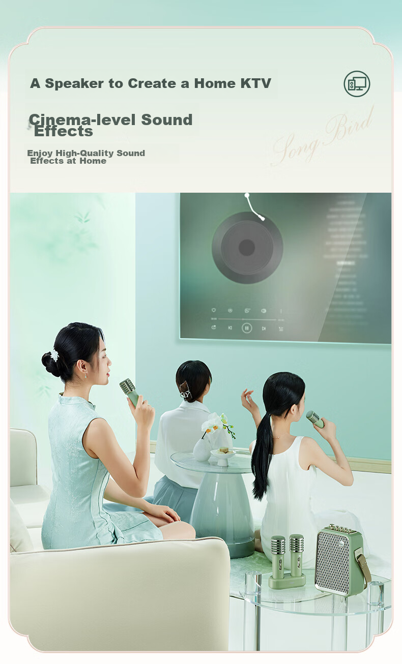 Divoom Bluetooth Karaoke Speaker with Microphone, Portable Outdoor Wireless Singing Mic for Home KTV, All-In Speaker System, Housewarming Gift for Girls And Teachers' Day Present 6