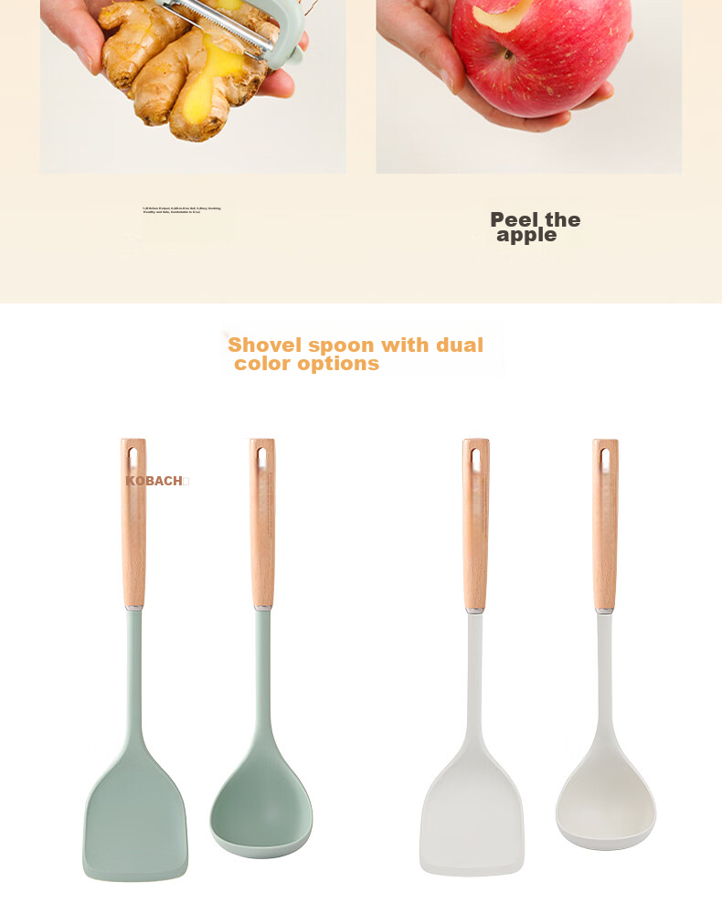 Kobach Silicone Spatula, Cooking Utensil for Non-Stick Pans, Heat-Resistant Spatula for Stir-Frying, Soup Ladle 19