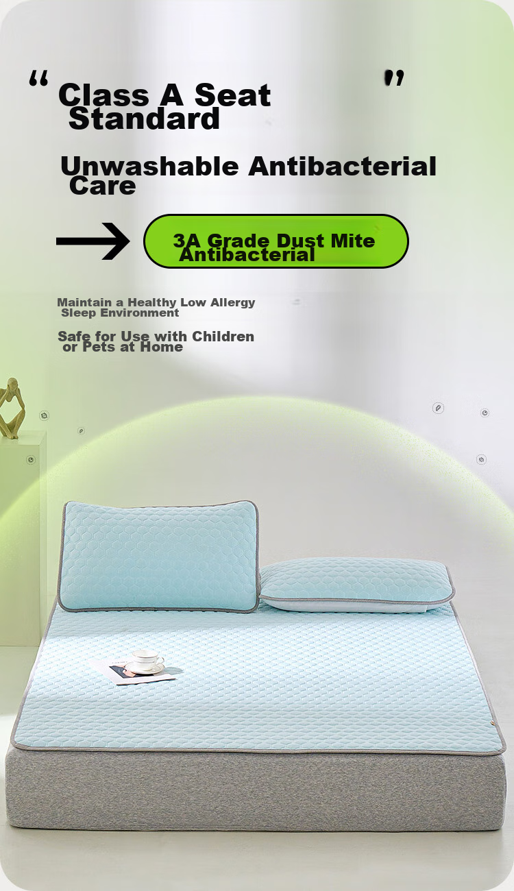 Laoxijiang Class A Latex Mat Cooling Mat Double Size Three-Piece Set Light Blue 180*200 [Machine Washable] 9