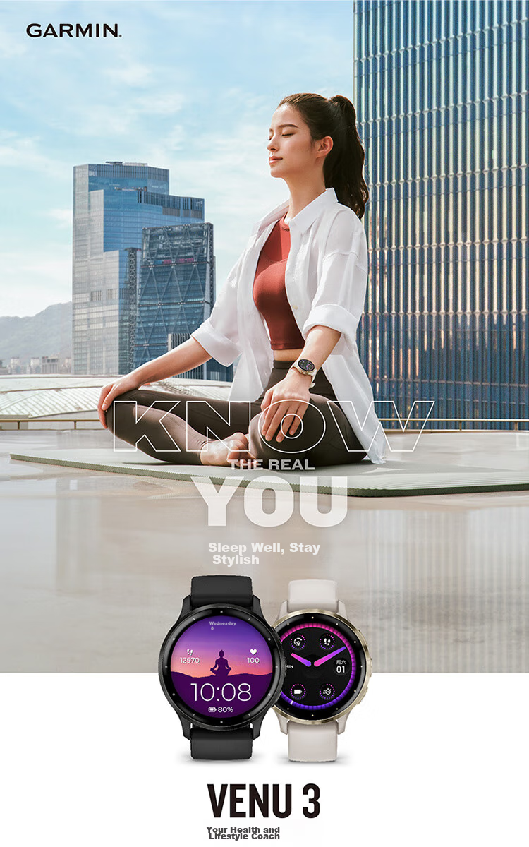 GARMIN Venu3 Deep Space Black ECG Heart Rate Running Cycling Swimming Fitness Stylish Sports Smartwatch 1