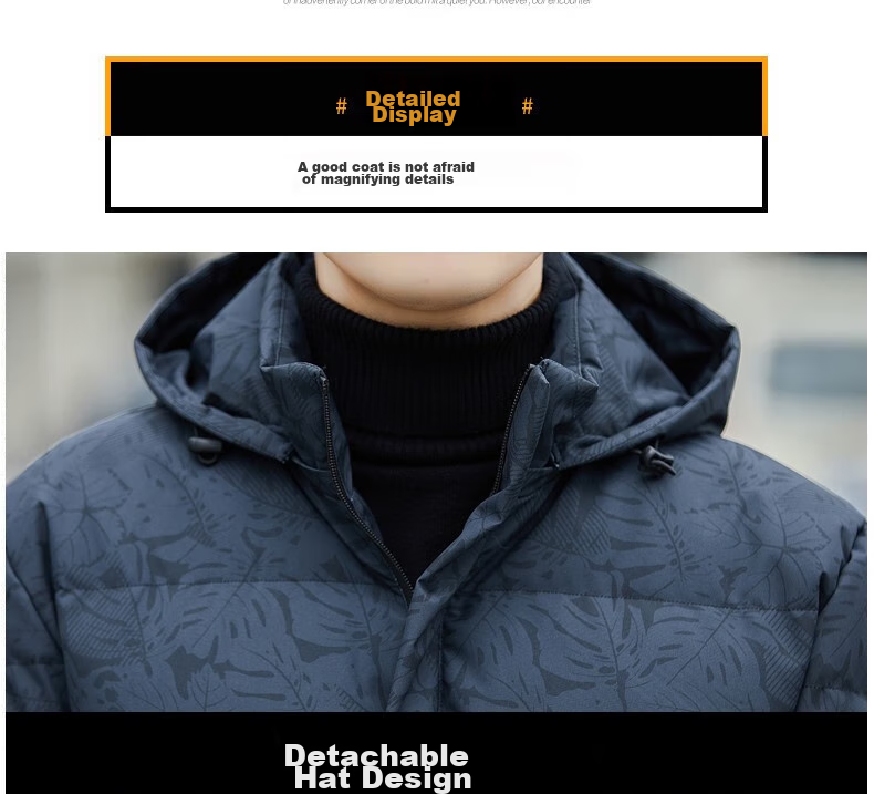JEEP SPIRIT Men's Hooded Cotton Jacket, Autumn And Winter New Style, Solid Color Skin-Friendly Thickened Windproof Coat, Black, 2XL 17