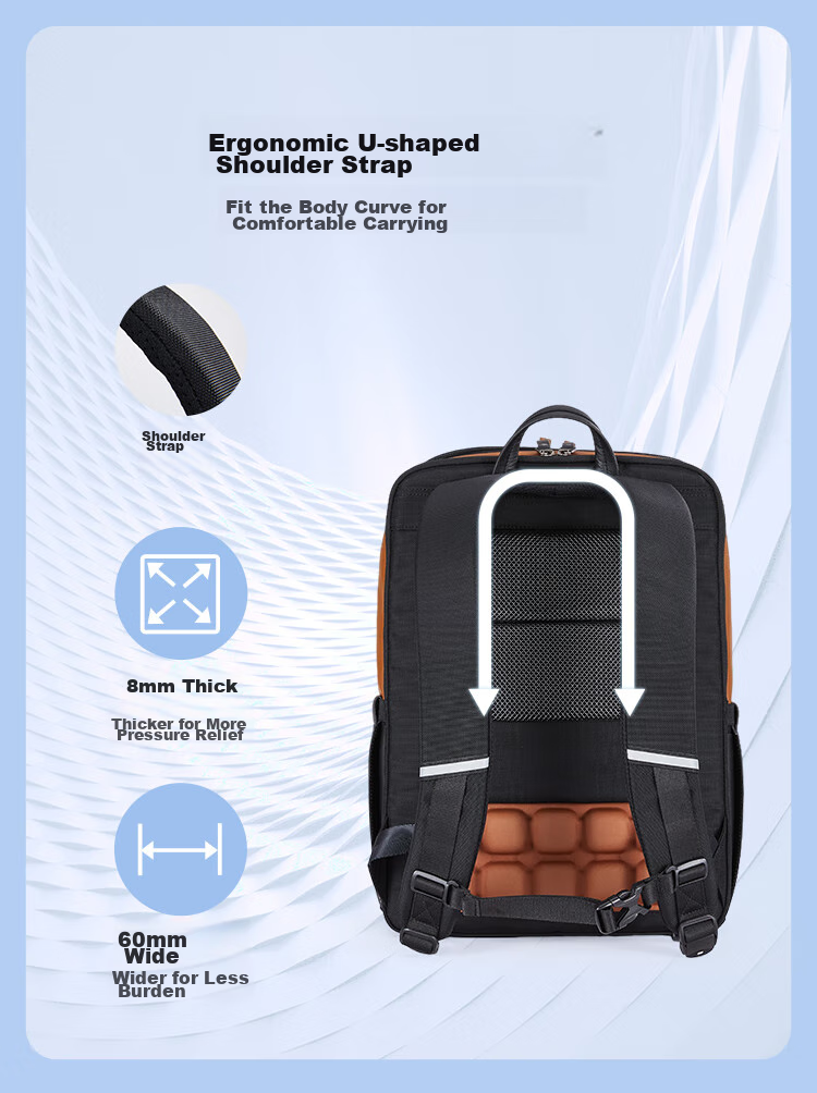 KALA·Y Airbag-Reducing Laptop Bag, Business Large Capacity 15.6-Inch Backpack, Unisex Shoulder Bag, 5213 Black 12