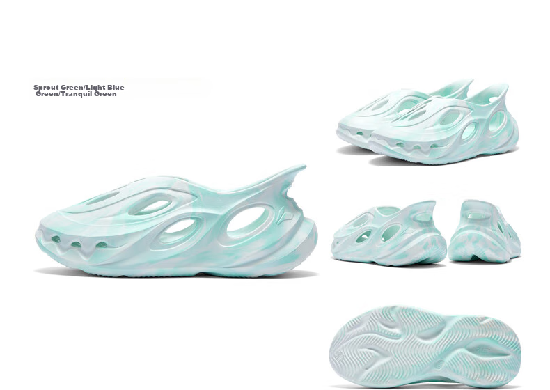 361° Children's Perforated Shoes, Summer 2026, Boys And Girls, Big Kids, Breathable Rebound Beach Sandals, Green, Size 38 24