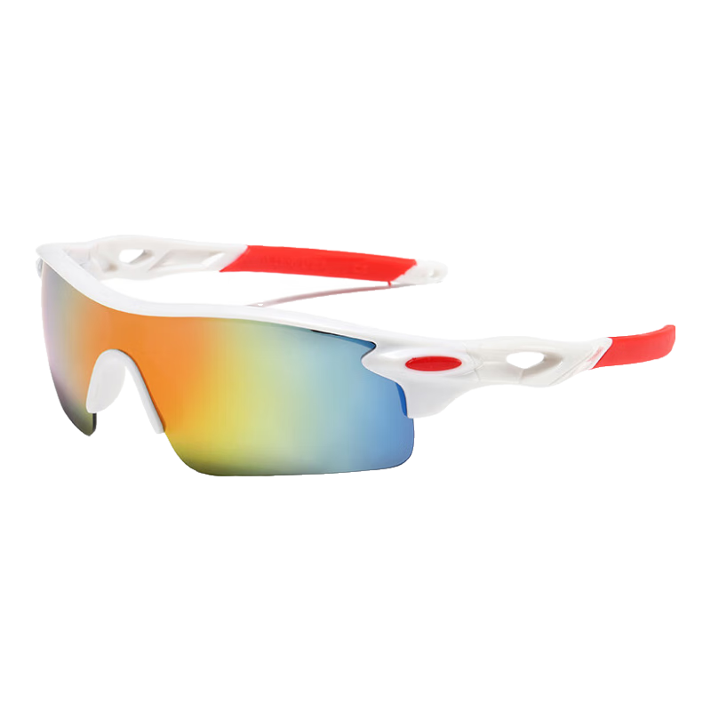 LOVECRAFT Children's 9725 Cycling Glasses - White Frame with Red Lenses, for Ages 6-14, Outdoor Sports Goggles, Sun Protection, UV Protectio