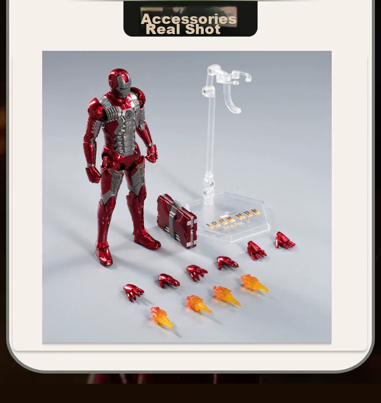 Marvel Iron Man MK5 Action Figure Model with Articulated Joints, Boys' Birthday Gift 3