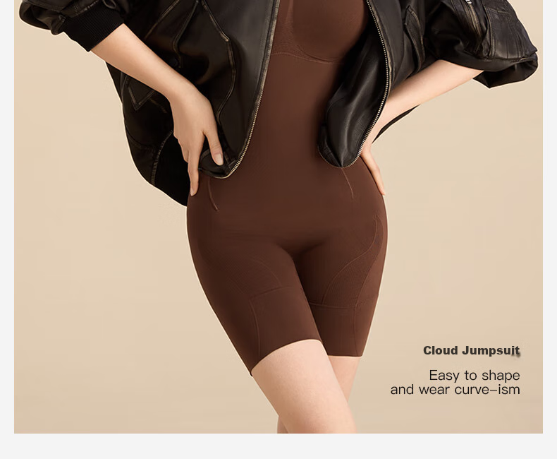 Quxianzhuyi [Song Xi Same Style] Black Chocolate Slimming Bodysuit Tummy Control Waist Cincher, Black [Thin Straps], Size M 2