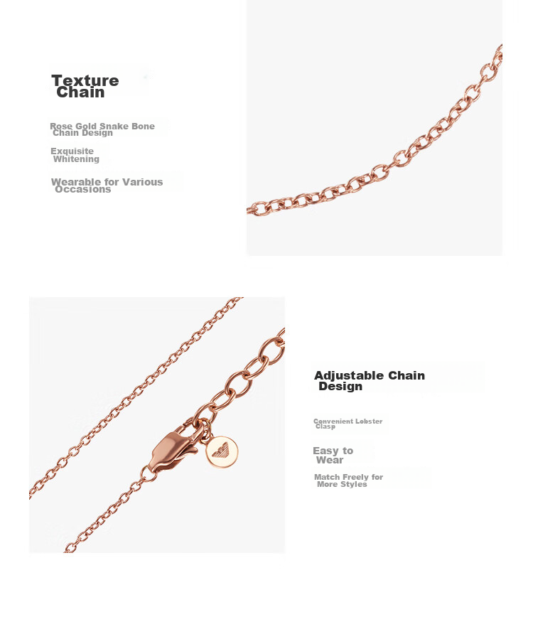 EMPORIO ARMANI Women's Necklace, Rose Gold Double-Ring Pendant, Birthday Gift for Girlfriend, EGS3004221 5
