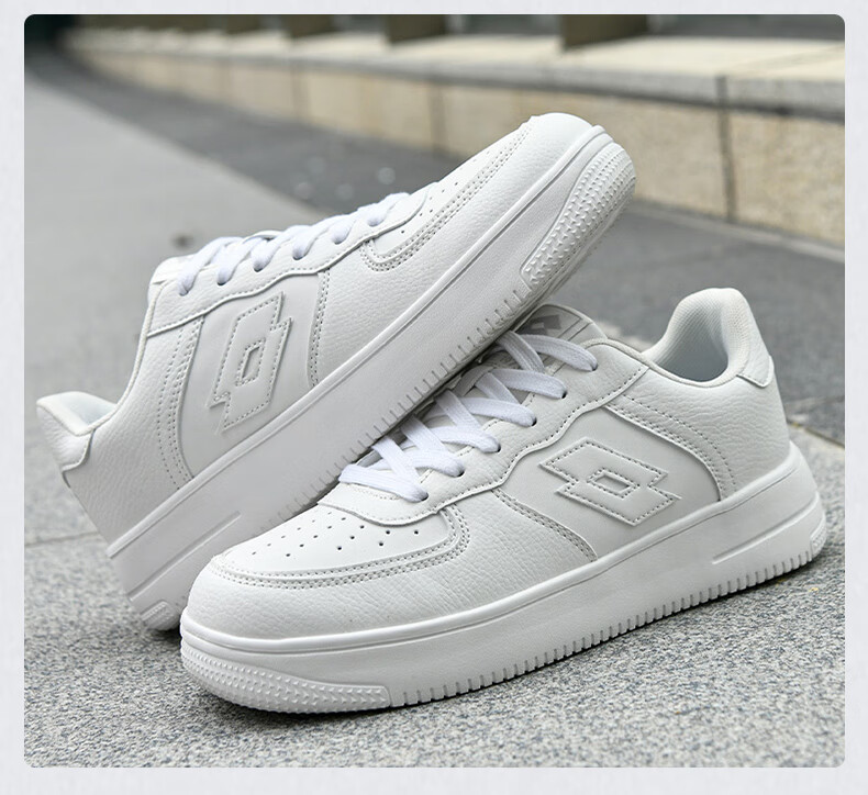 LOTTO Men's Skateboard Shoes with Shock Absorption And Rebound, Soft-Soled Lightweight Versatile Low-Top Casual Sneakers 8035 White/black 41 19