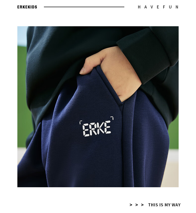 ERKE Children's Clothing, Boys And Girls Long Pants, Kids Thick Knitted Trousers, Warm, Black, Size 140 20