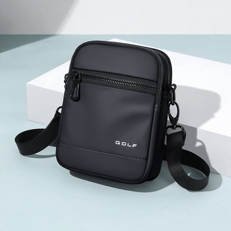 GOLF Shoulder Bag for Men, Casual Large Capacity Crossbody Bag, Multi-Compartment Phone Bag, Water-Resistant Trendy Portable Sports Hanging Bag, Versatile Fashionable Small Backpack 5I796325J Misty Black