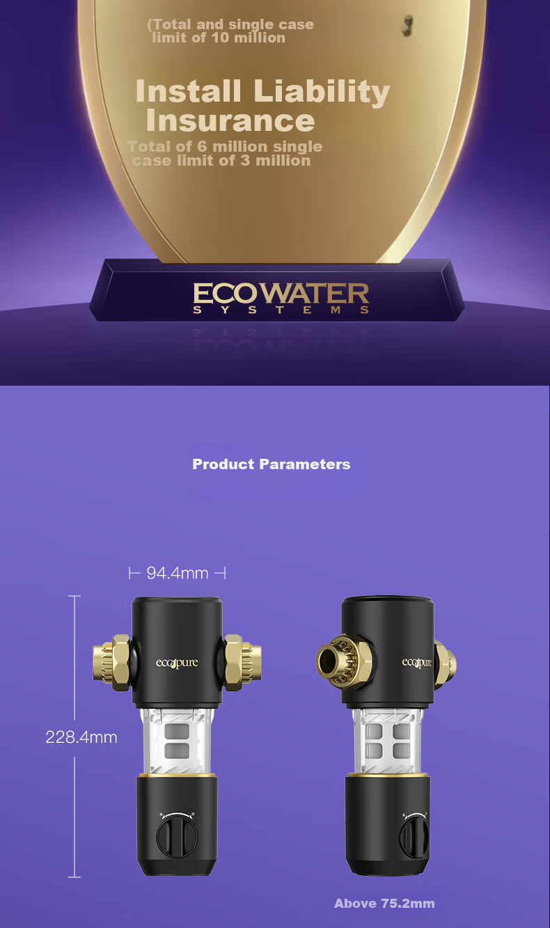 Yikepiao Pre-Filter Water Purifier for Home Use, Whole House Kitchen Under-Sink Pipeline Filtration, High Flow Rate, No Filter Replacement Needed, Lead-Free Dual Turbine Backwash, Explosion-Proof, Freeze-Resistant, Electric-Free Filter Bottle EPSF06-M 13