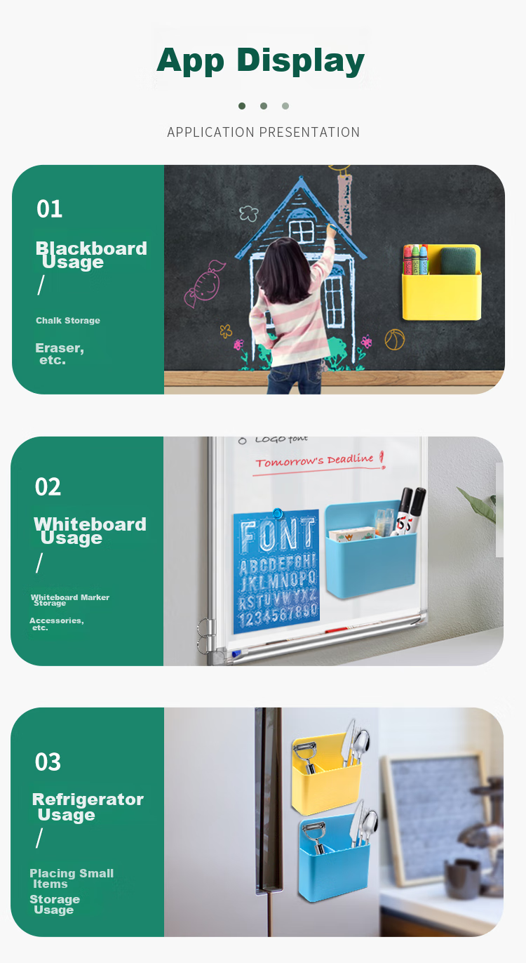 AUCS Magnetic Pen Holder Storage Box, Magnetic Whiteboard Blackboard Eraser Greenboard Pencil Case Chalk Box Whiteboard Eraser Pen Rack Storage Shelf for Kitchen Office Home Use Magnet, Yellow/large 6