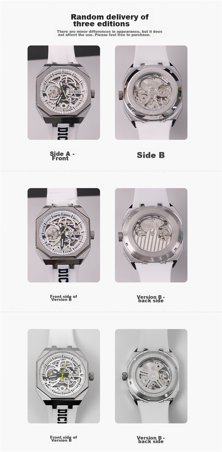 Dickies Men's Mechanical Skeleton Watch with Luminous Hands, Fashionable Mechanical Timepiece Gift, New Model CL-549 for 2026, Gree 14