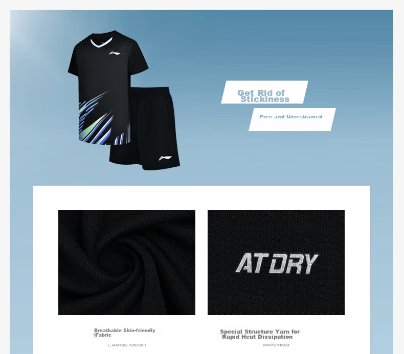 Li-Ning Badminton Club Series Quick-Dry Competition Set for Men And Women, Two-Piece Match Uniform Team Outfit 4