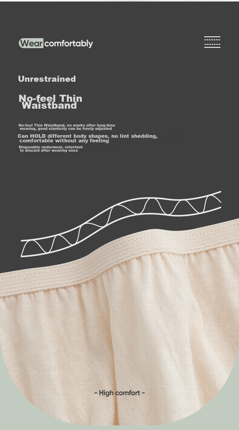 HINCLOUD Disposable Pure Cotton Women's Underwear Travel Wash-Free 7A Antibacterial White 4-Pack XL (110-130) 7