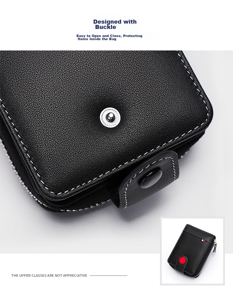 GOLF Top-Grain Leather Men's Card Holder, Multifunctional Driver's License/ID Card Holder, Large Capacity Document Case, Gift for Men, Business Card Holder, Coin Purse, 5V328451J Black 12