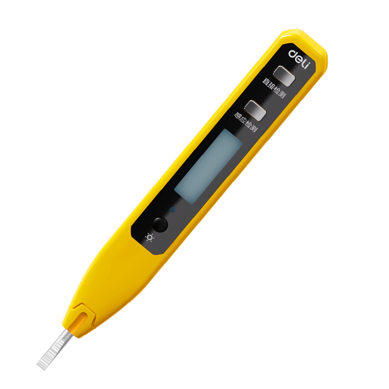 Deli Digital Display Voltage Tester Pen with Lighting, Electrician Pen with Contact Sensing Dual-Use Voltage Detector Pen, Screwdriver for Electricians