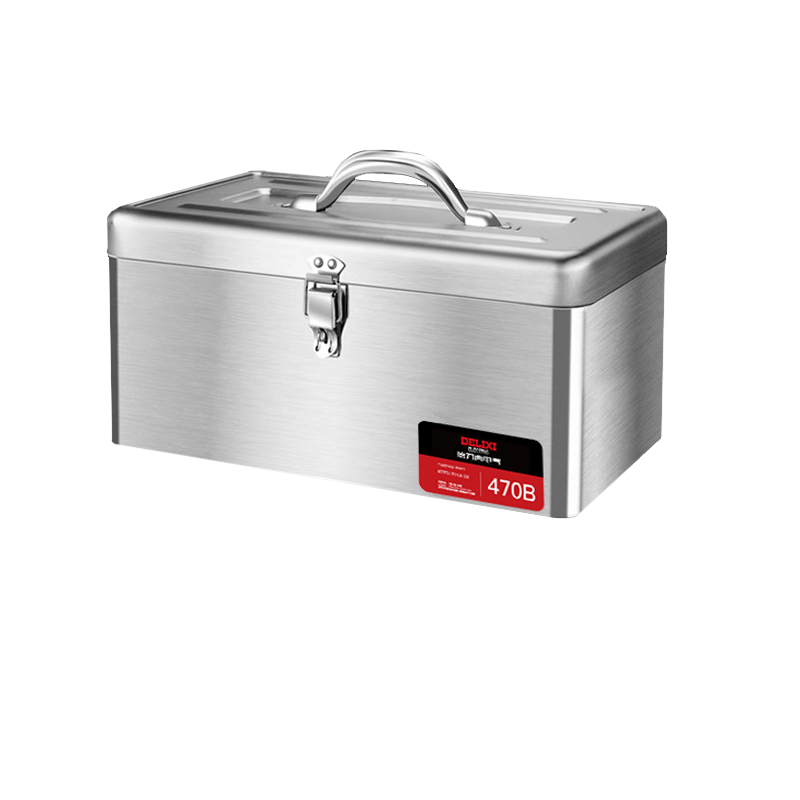 DELIXI ELECTRIC Stainless Steel Toolbox Storage Box Car Home Storage Case Thickened Hardware Iron Box Large Size