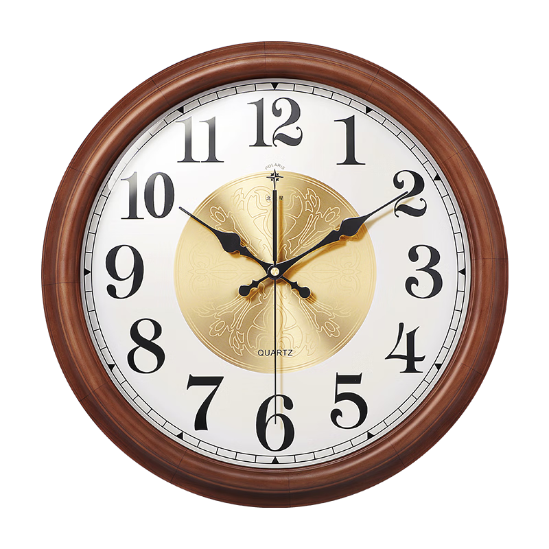 POLARIS Wooden Wall Clock, Vintage Style Living Room Timepiece, Luxurious Bedroom Clock, 40cm