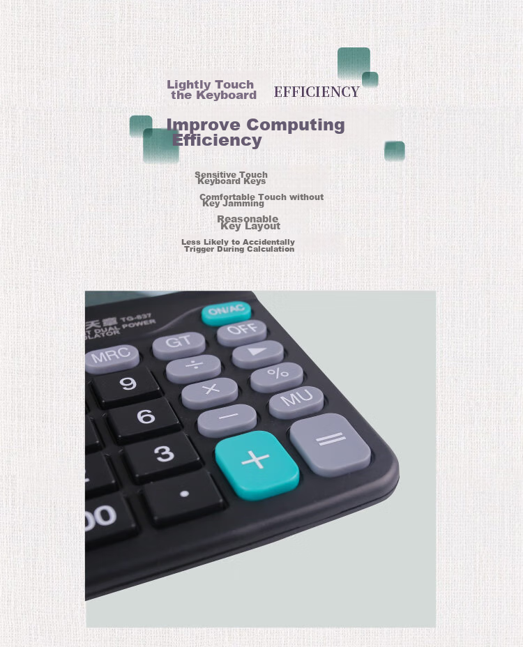 TANGO TG-1654 Desktop Calculator, Large Screen Calculator for Office Finance Students, Exam-Specific Dual Power Supply, Solar-Powered, Large Buttons, with Battery 5