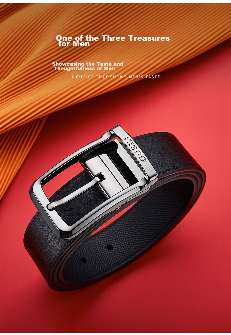 GUSKI Brand Men's Genuine Leather Belt, Gift Box with Rotating Pin Buckle, Birthday Present for Boyfriend Or Husband 13