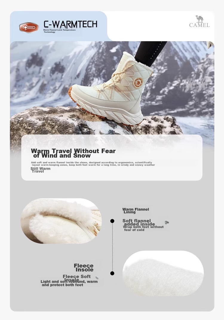 CAMEL Winter Outdoor Snow Boots for Men And Women, Thick-Soled High-Top Hiking Boots with Insulation And Warm Fleece Lining 5