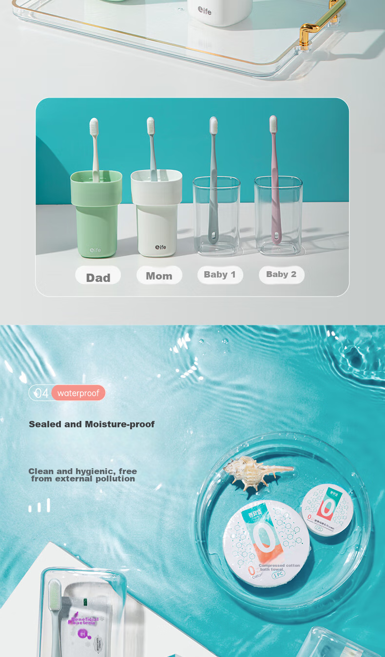Briars Toothbrush Cup Travel Portable Home Use Toothbrush Cup Mouthwash Cup Set with Detachable 2 Cups, Cherry Blossom Pink 4