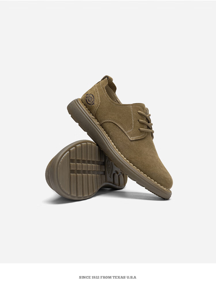 Dickies Men's Work Shoes, Low-Top Versatile Trendy Breathable British Style Casual Shoes for Men, Camel Color, Size 42 8