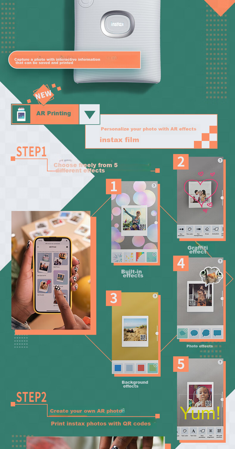 INSTAX Fuji INSTAX SQUARE Link Instant Camera, Smartphone Photo Printer, Mountain White, for Students And Home Use 8