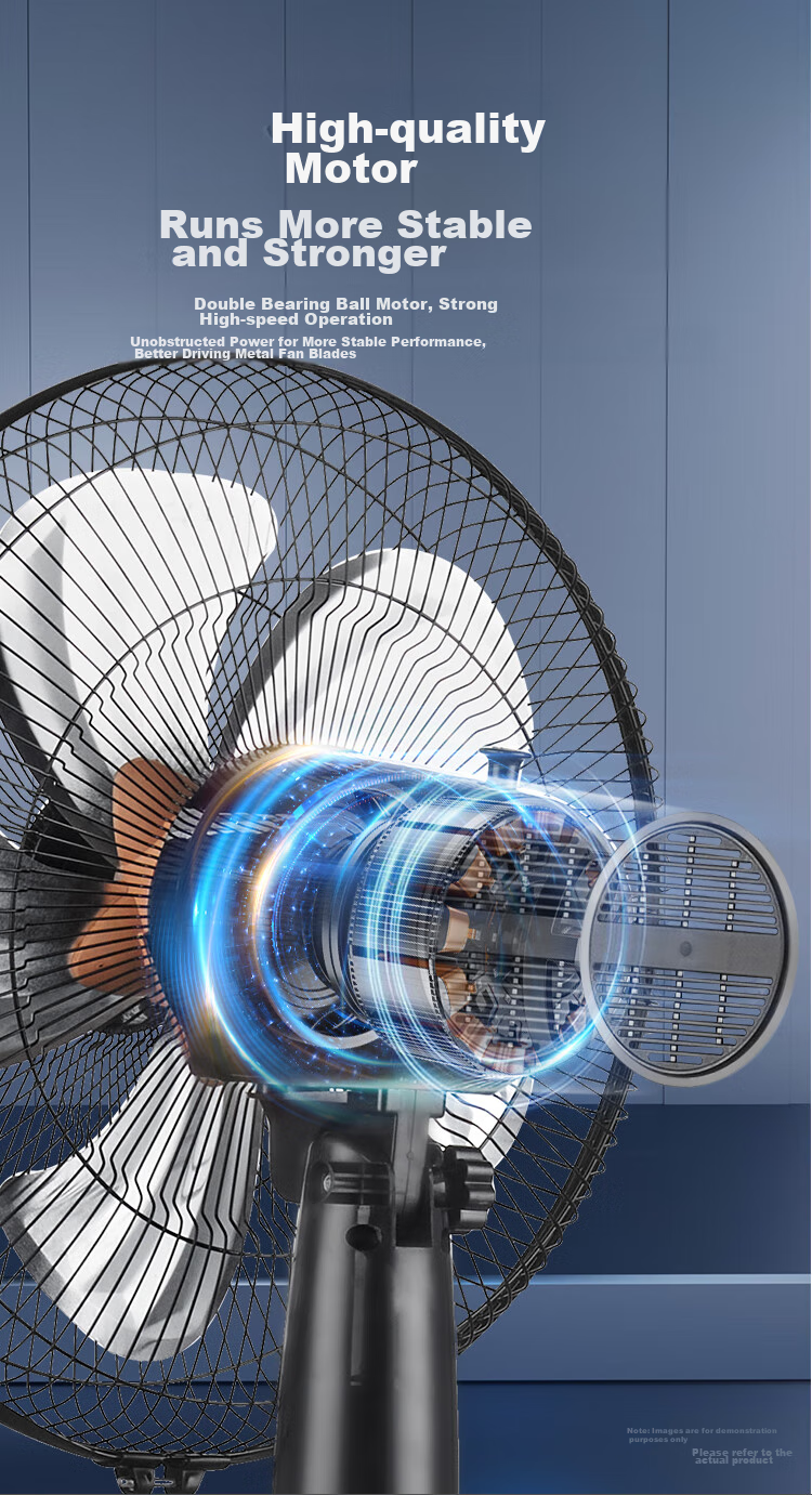 Wahson Electric Fan / Pedestal Fan / Metal Aluminum Blade Fan / Low Noise High Airflow Dormitory Office Fan Business Home Energy-Saving Standing Fan FS-D1403 6