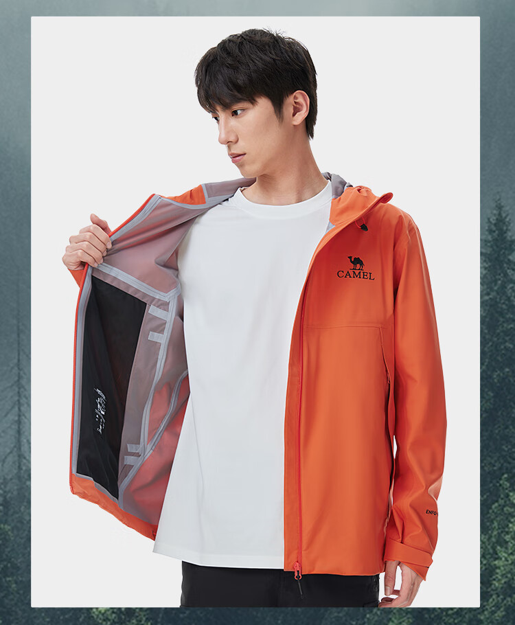 CAMEL Hardshell Jacket for Men And Women, Chinese Outdoor 3L Fully Sealed Waterproof Rainproof Orange Hiking Mountaineering Coat O189 22