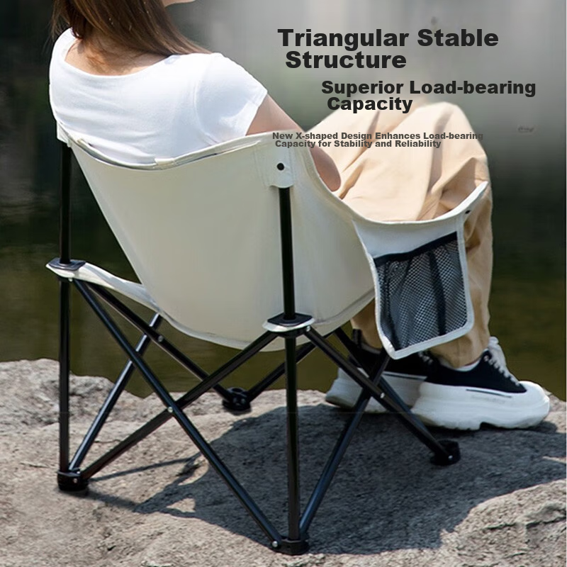 Jiuqiangu Outdoor Portable Folding Chair, Camping Lounge Chair with High Backrest, Director's Chair, Fishing Stool 2839
