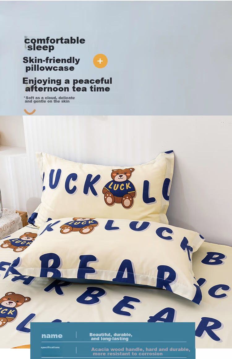 AVIVI 110g Washable Cotton Pillowcase + Pillow Set, Student Dormitory Hotel Home Use Pillow Core, Lucky Bear 1