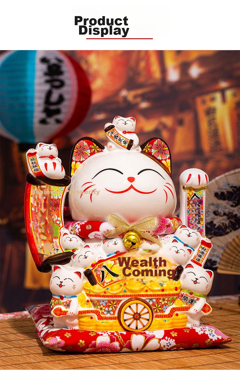 Youjialiangpin Lucky Cat, Automatic Waving Fortune Cat, Living Room Decoration, Business Opening Gift, Housewarming Present, 12-Inch Large Size in Gift Box 11