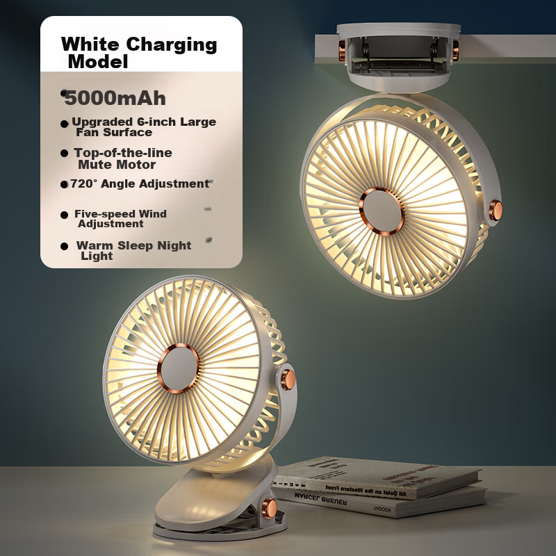 KPD KEEP PURSUING DREAMS 6-Inch USB Mini Fan/Desk Fan/Small Portable Handheld Clip-On Sleep Fan for Office, Dorm, Desktop And Outdoor Use, White