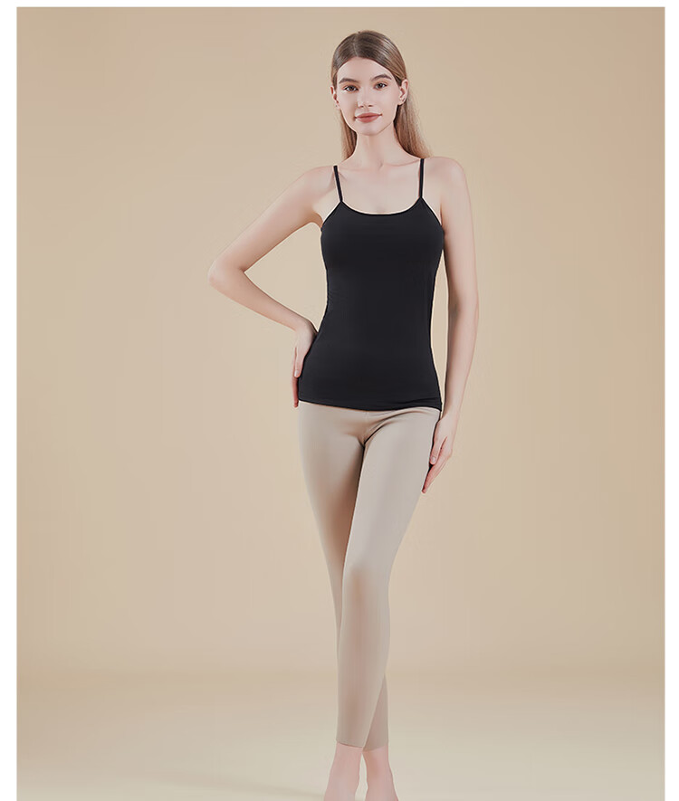 Hosa Women's Camisole Tank Top with Built-In Bra Pads, No Need to Wear Bra Separately, Outer Wear Undershirt Sleeveless Inner Layer, Black, L 5