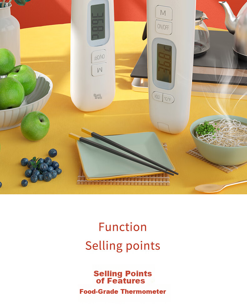 Deli Mechanical Oil And Water Temperature Gauge, Deep-Frying Food Oil Thermometer, Built-In Removable Scalding Clamp, Probe 30cm LE551 2