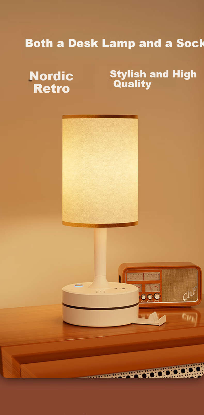 Jingqian Bedside Lamp, Bedroom Mood Light, Dorm Reading Lamp, Student And Children's Study Eye Protection Lamp with Socket Table Lamp 3