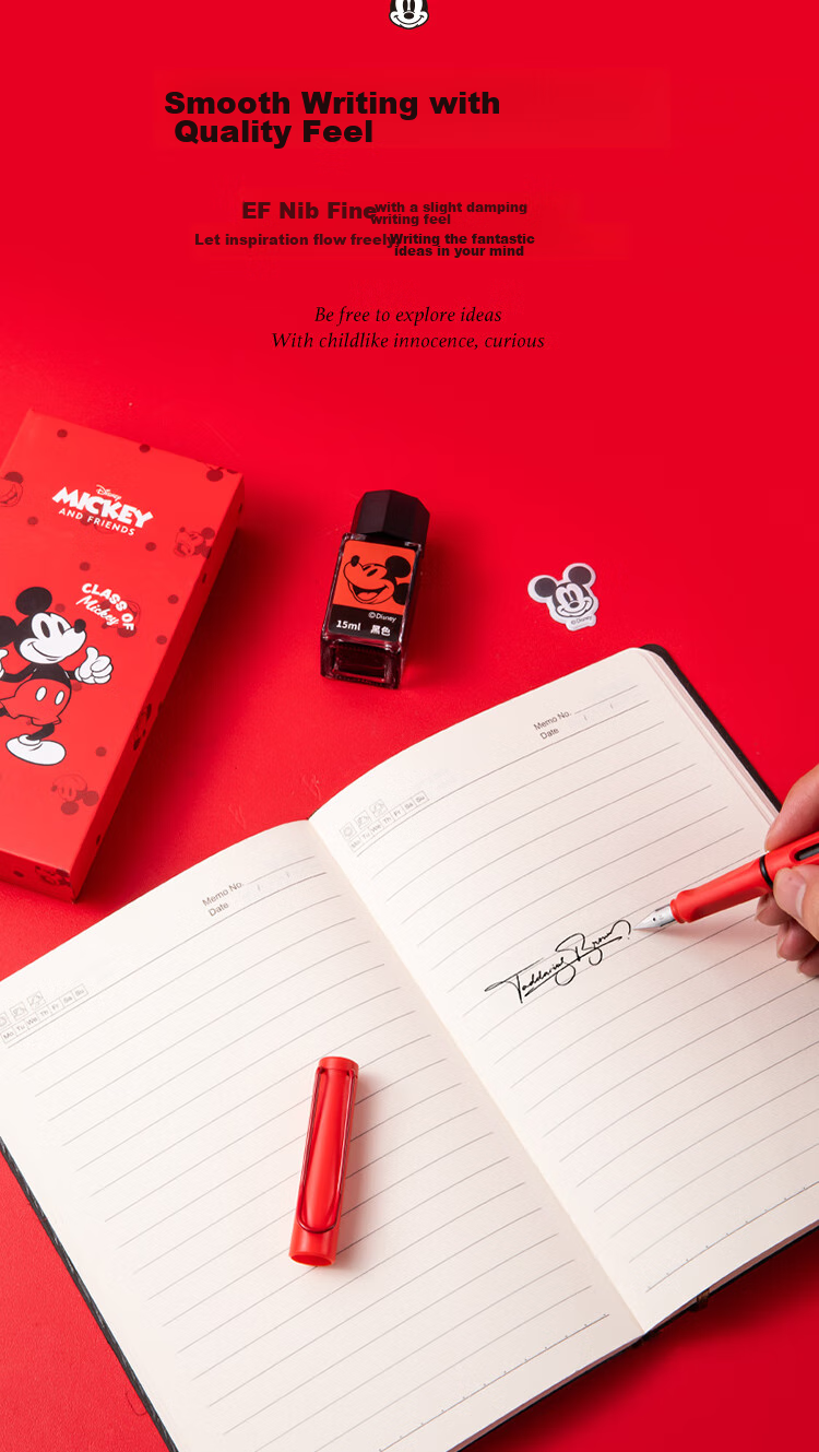 Disney Student Fountain Pen Posture Correction Pen Refillable Erasable Ink for Grades 3-6 Birthday Gift Stationery Reward for Boys and Girls 5