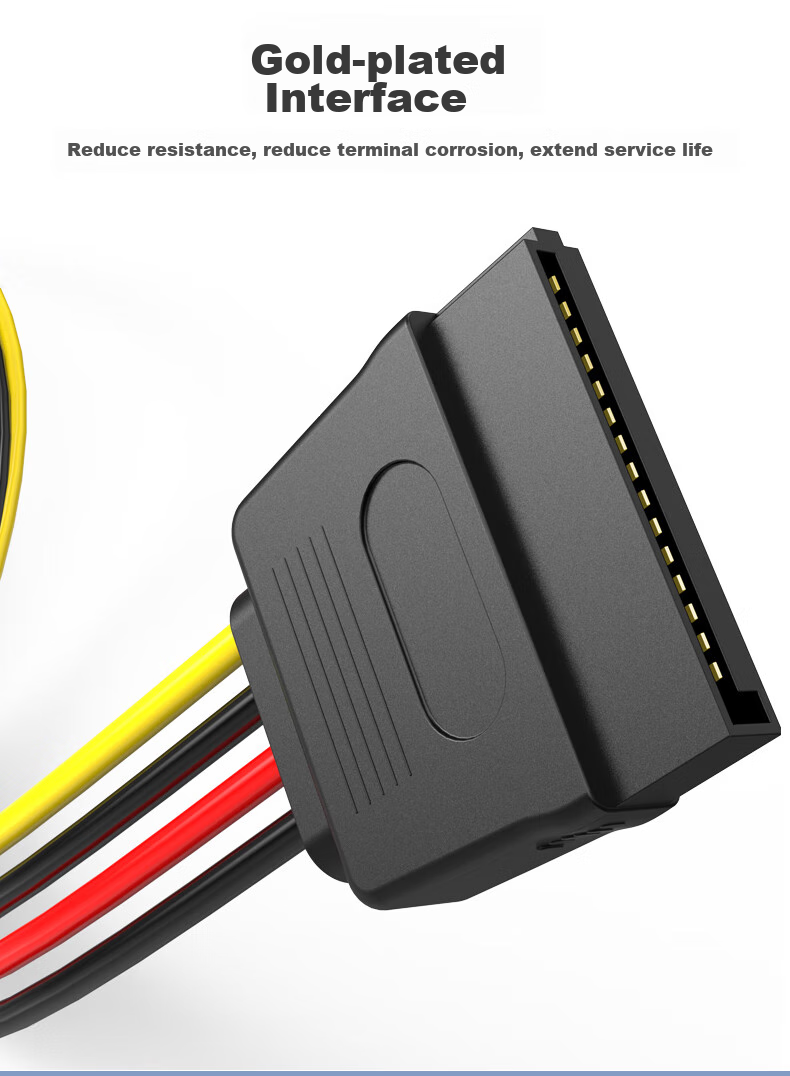 BURLEFRAN SATA15p Male to Dual-Port Large IDE SATA Male to Dual-Port IDE Power Cable, Serial to 4-Pin Fan Power Cable 6