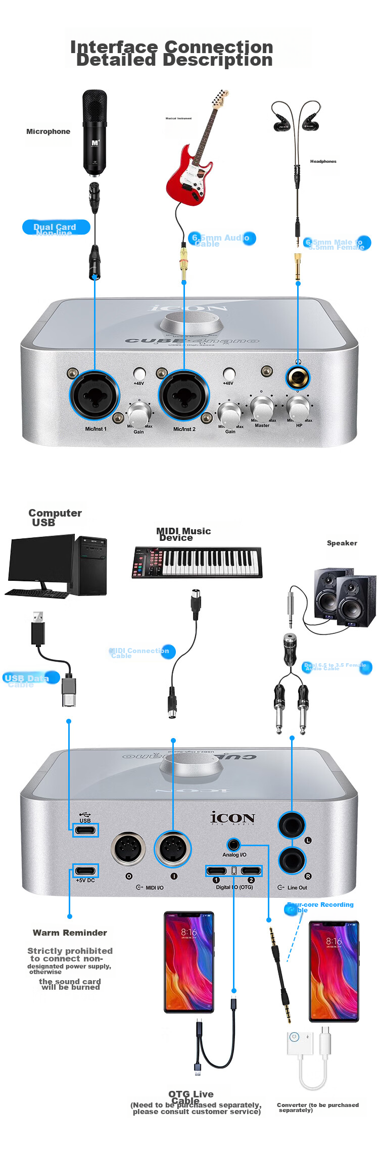 Aiken ICON 4nano Sound Card, Computer Sound Card for Live Streaming Equipment, Live Streaming Sound Card for Streamers, Shouting, Performances, Recording, Voice Acting, Chatting, Karaoke Singing, Specialized Sound Card for Debugging 10