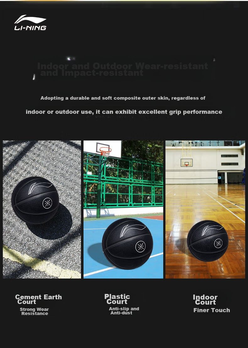 Li-Ning Basketball Wade Competition Basketball CBA Match Size 7 PU Material Basketball LBQK420-1 11