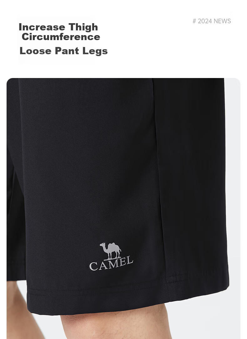 CAMEL Quick-Dry Breathable Shorts for Men And Women, Straight Loose Fit Outdoor Casual Sports Knee-Length Pants for Summer, Men's Size L 10