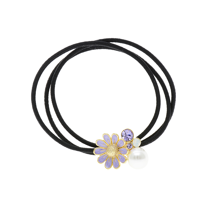Cercoo Daisy Hair Tie, Rhinestone Pearl Hairband, Elegant Hair Loop, Rubber Band, Birthday Gift