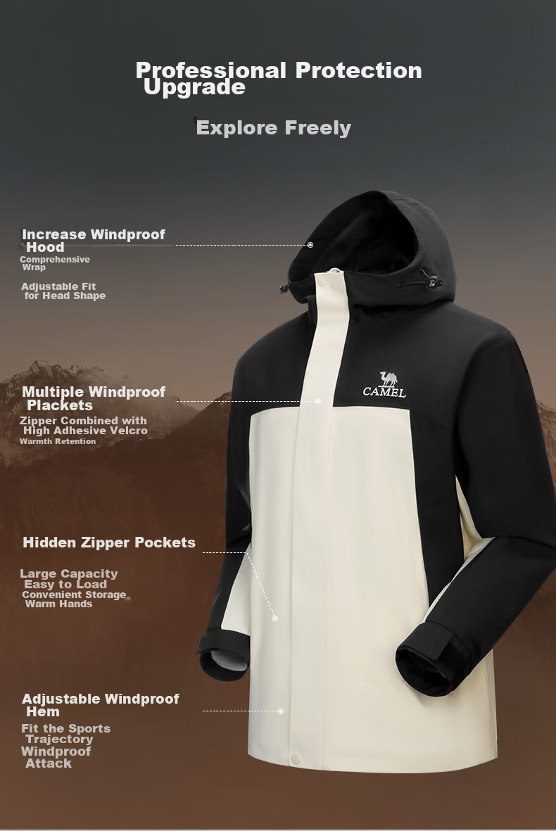 CAMEL Single-Layer Windbreaker Jacket for Men And Women, Windproof Waterproof Warm Outdoor Coat 733CAFO013 2XL 6