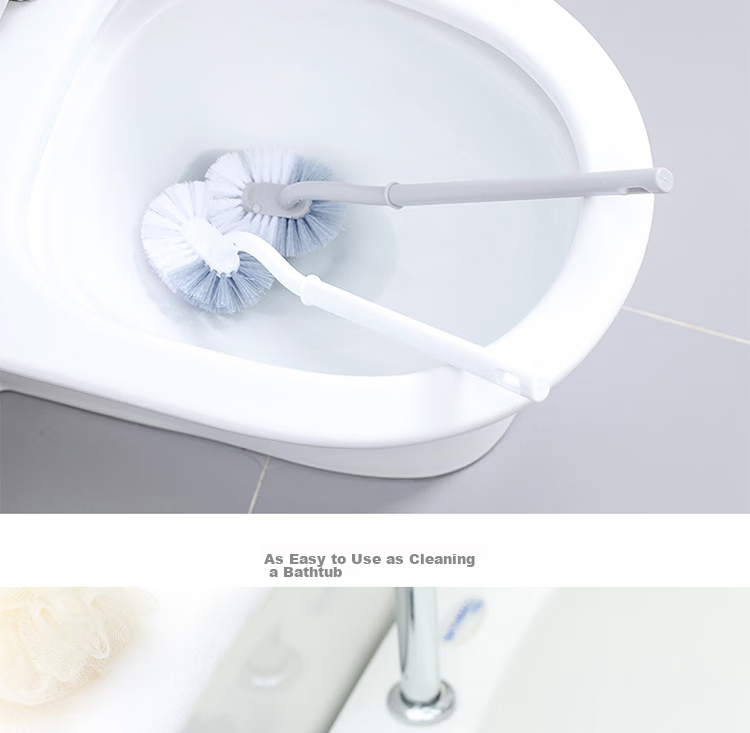FOOJO Toilet Brush Set of 2, Gray, No Dead Angle, Long Handle Cleaning Brush, S-Shaped Toilet Brush, Wall-Mounted 9