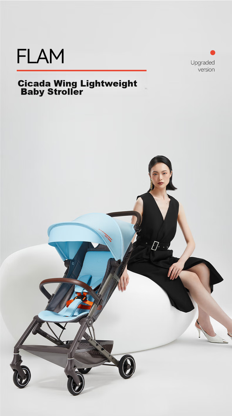 Gb Lightweight Foldable Baby Stroller with Shock Absorption, Airplane-Friendly, Perfect for Outings with Your Baby - Chanyi D2003 in Qianshi Blue 2