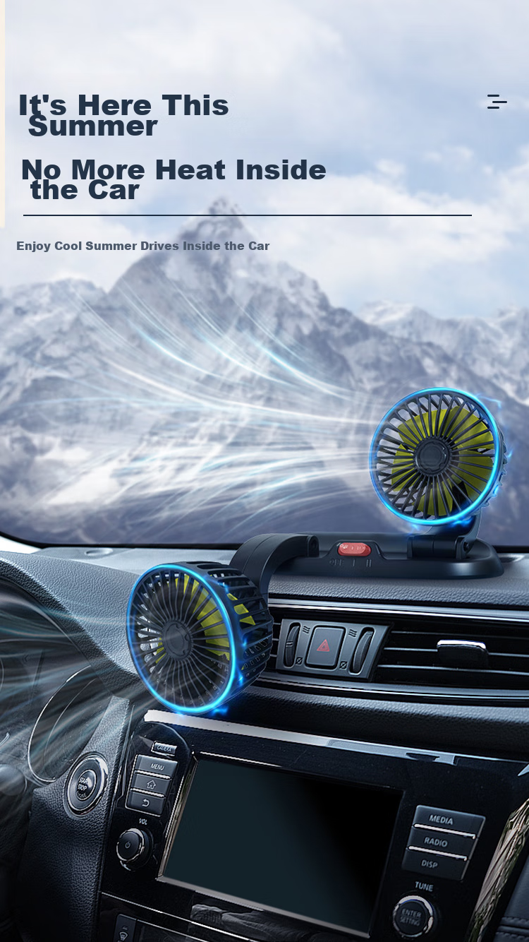 Dijialun High-Power Dual-Head Car Fan USB Summer Car Fan for Sedans, Trucks, Computers, Office Desks And Home Use 1
