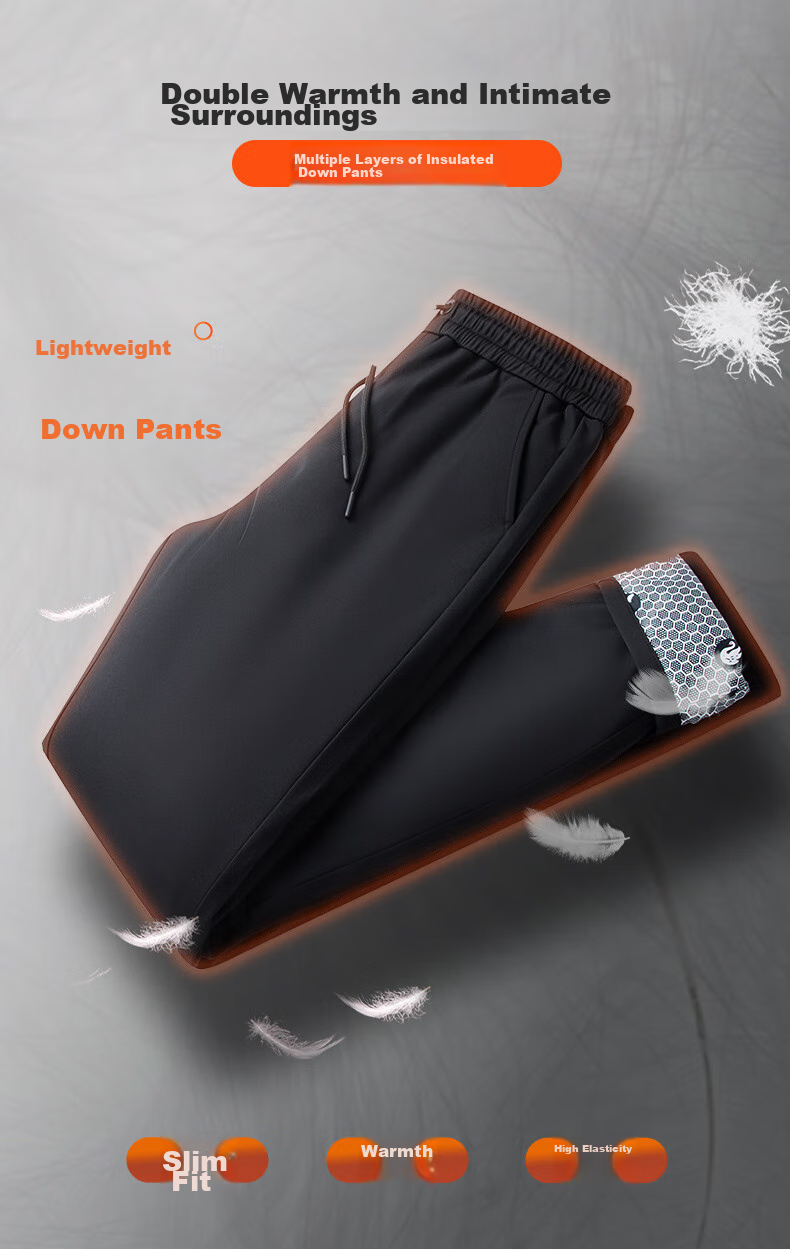 Yalu Men's Thickened Goose Down Straight Leg Pants Warm Loose Fit Fleece-Lined Winter 2025 Cold-Resistant Outdoor Trousers 4